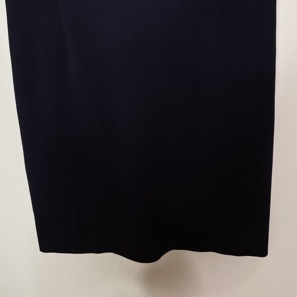 Theory Size 0 Navy Blue Jatinn K Oxfold Knit Sheath Dress Short Sleeve Career - Picture 4 of 12